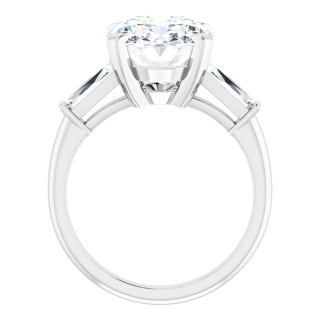 The Cassandra 4.40ctw Oval and Baguette cut Lab Grown Diamond Trilogy Engagement Ring