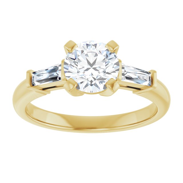 The Cassandra 1.40ctw Round and Baguette cut Lab Grown Diamond Trilogy Engagement Ring