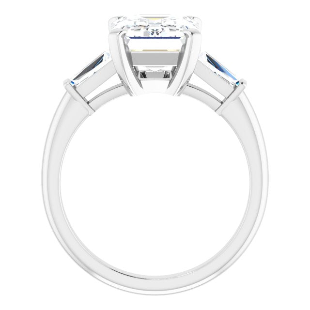 The Cassandra 3.40ctw Emerald and Baguette cut Lab Grown Diamond Trilogy Engagement Ring