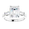 The Cassandra 2.40ctw Emerald and Baguette cut Lab Grown Diamond Trilogy Engagement Ring