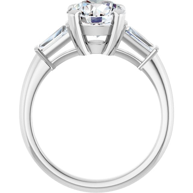 The Cassandra 2.40ctw Round and Baguette cut Lab Grown Diamond Trilogy Engagement Ring