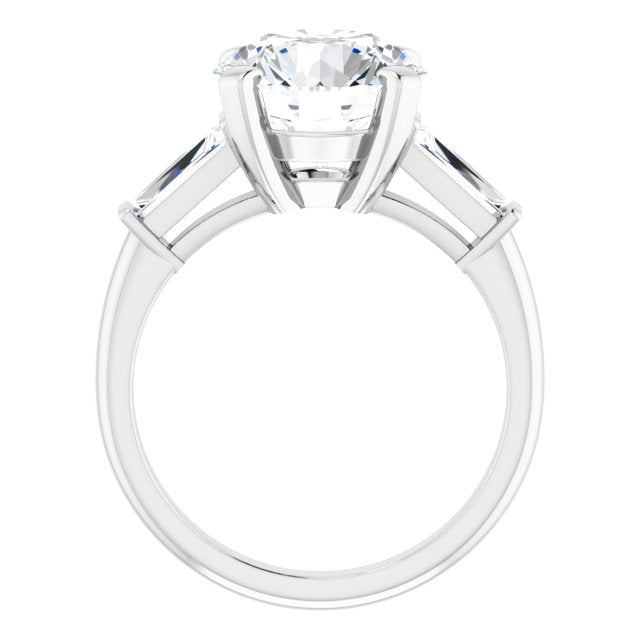 The Cassandra 4.40ctw Round and Baguette cut Lab Grown Diamond Trilogy Engagement Ring