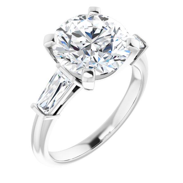 The Cassandra 4.40ctw Round and Baguette cut Lab Grown Diamond Trilogy Engagement Ring