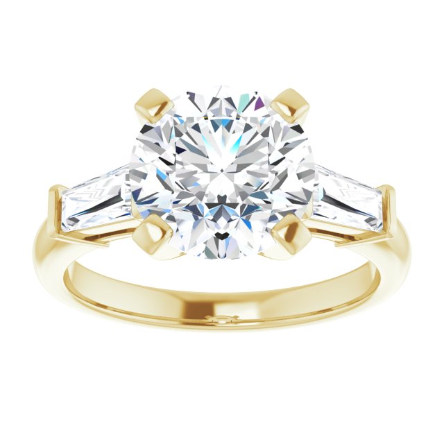 The Cassandra 3.40ctw Round and Baguette cut Lab Grown Diamond Trilogy Engagement Ring