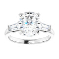 The Cassandra 2.40ctw Oval and Baguette cut Lab Grown Diamond Trilogy Engagement Ring