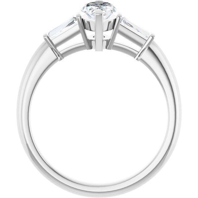 The Cassandra 1.40ctw Marquise and Baguette cut Lab Grown Diamond Trilogy Engagement Ring