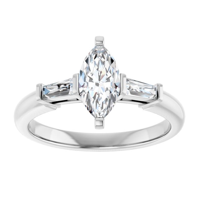 The Cassandra 1.40ctw Marquise and Baguette cut Lab Grown Diamond Trilogy Engagement Ring