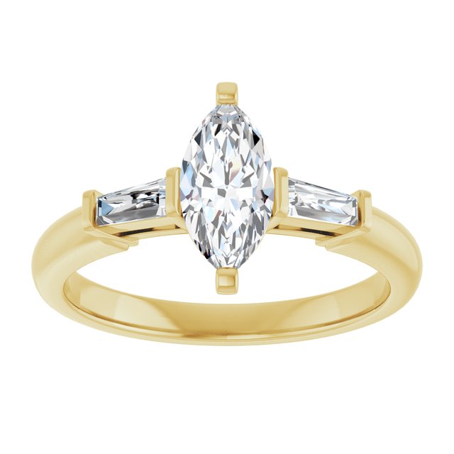 The Cassandra 1.40ctw Marquise and Baguette cut Lab Grown Diamond Trilogy Engagement Ring