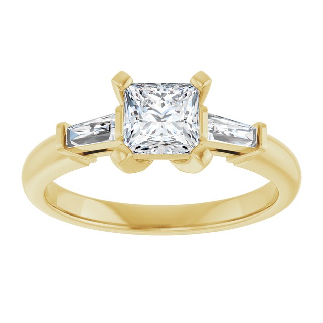 The Cassandra 1.40ctw Princess and Baguette cut Lab Grown Diamond Trilogy Engagement Ring