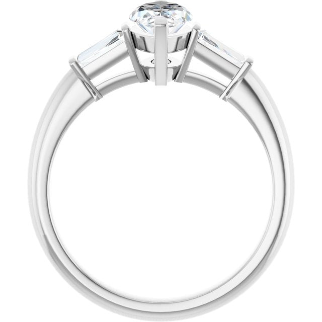 The Cassandra 1.90ctw Marquise and Baguette cut Lab Grown Diamond Trilogy Engagement Ring