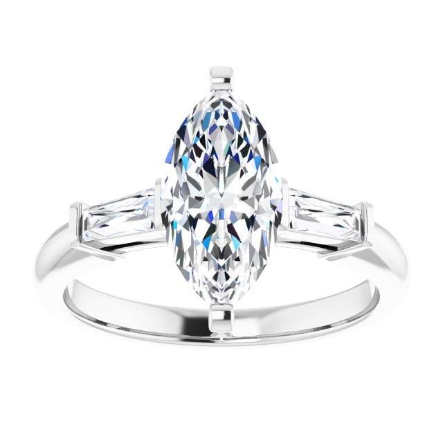 The Cassandra 2.40ctw Marquise and Baguette cut Lab Grown Diamond Trilogy Engagement Ring
