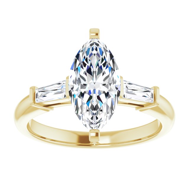 The Cassandra 2.40ctw Marquise and Baguette cut Lab Grown Diamond Trilogy Engagement Ring