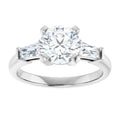 The Cassandra 1.90ctw Round and Baguette cut Lab Grown Diamond Trilogy Engagement Ring