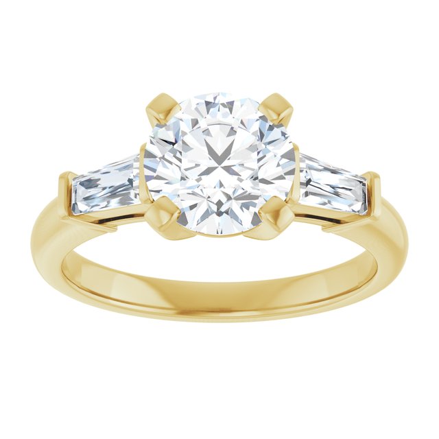 The Cassandra 1.90ctw Round and Baguette cut Lab Grown Diamond Trilogy Engagement Ring