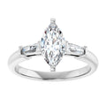 The Cassandra 1.90ctw Marquise and Baguette cut Lab Grown Diamond Trilogy Engagement Ring
