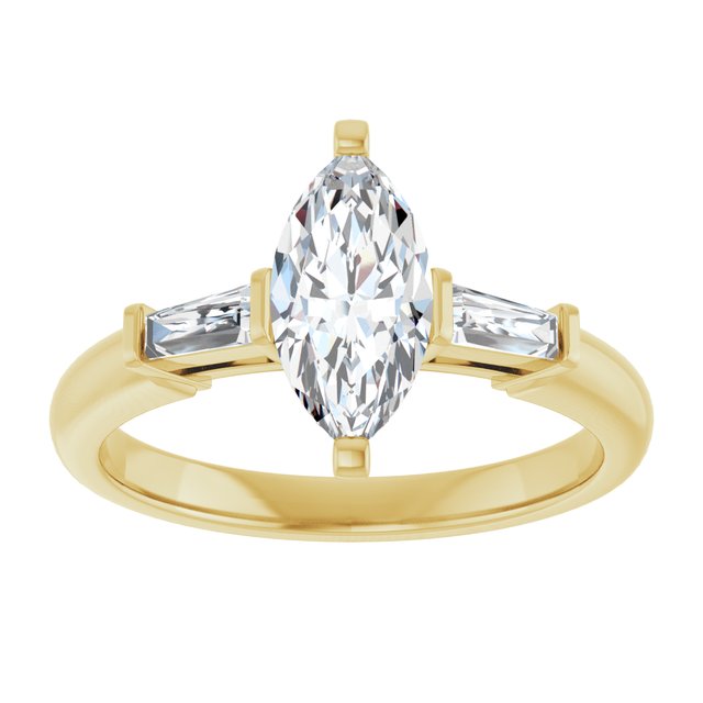 The Cassandra 1.90ctw Marquise and Baguette cut Lab Grown Diamond Trilogy Engagement Ring