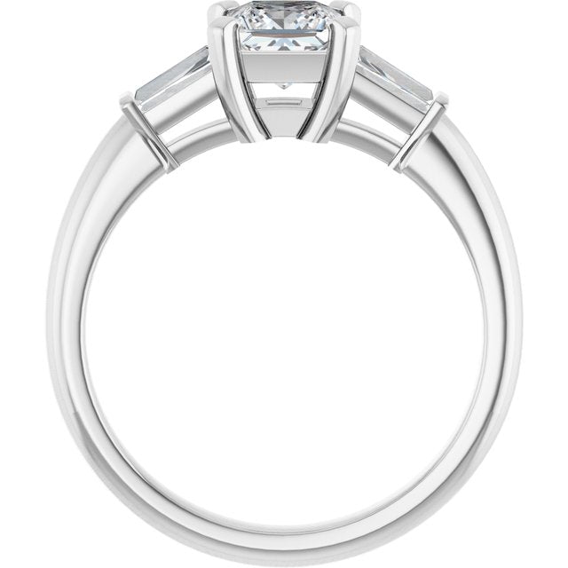 The Cassandra 1.40ctw Princess and Baguette cut Lab Grown Diamond Trilogy Engagement Ring