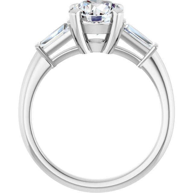 The Cassandra 1.90ctw Round and Baguette cut Lab Grown Diamond Trilogy Engagement Ring