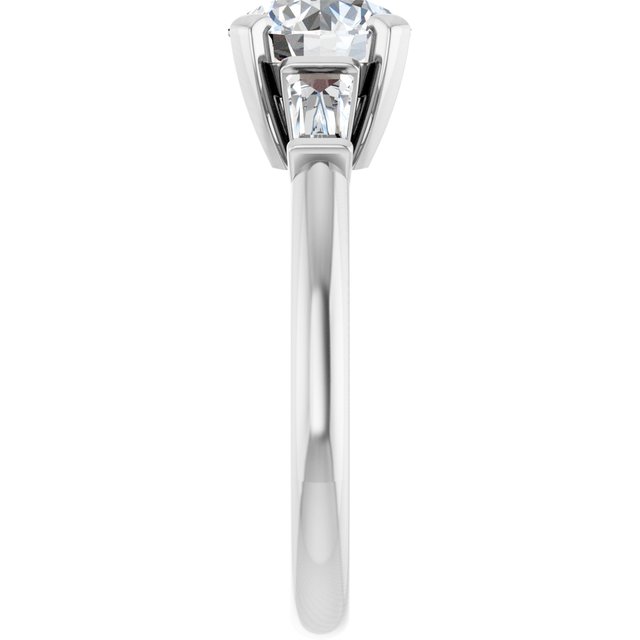 The Cassandra 1.90ctw Round and Baguette cut Lab Grown Diamond Trilogy Engagement Ring