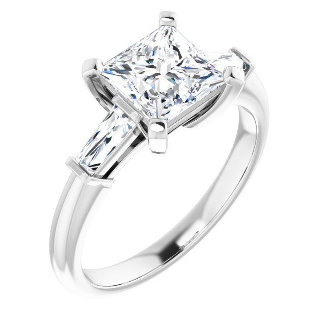 The Cassandra 1.90ctw Princess and Baguette cut Lab Grown Diamond Trilogy Engagement Ring