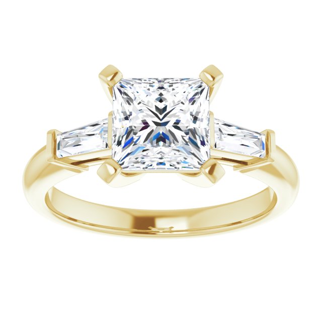 The Cassandra 1.90ctw Princess and Baguette cut Lab Grown Diamond Trilogy Engagement Ring