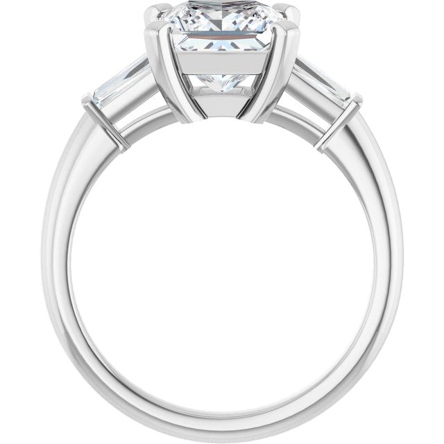 The Cassandra 2.40ctw Princess and Baguette cut Lab Grown Diamond Trilogy Engagement Ring
