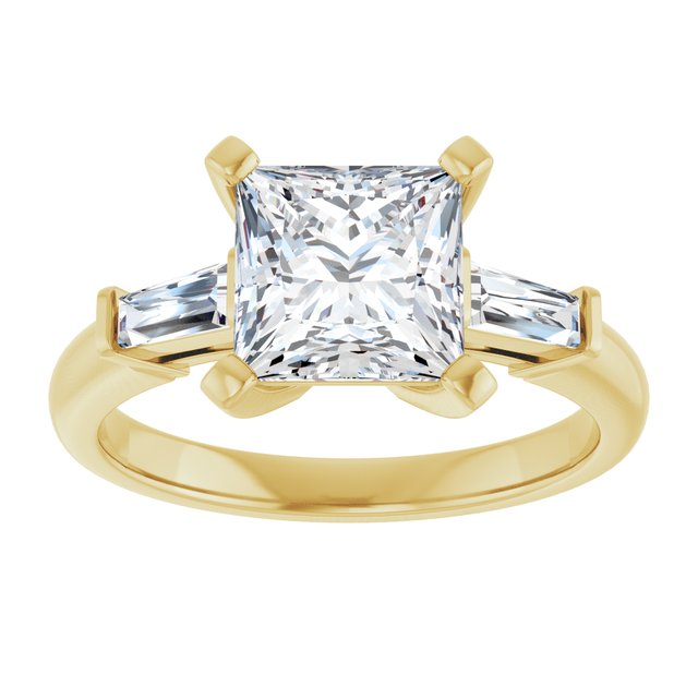 The Cassandra 2.40ctw Princess and Baguette cut Lab Grown Diamond Trilogy Engagement Ring
