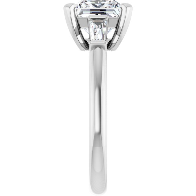 The Cassandra 2.40ctw Princess and Baguette cut Lab Grown Diamond Trilogy Engagement Ring