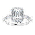 The Matilda 1.80ctw Emerald cut Lab Grown Diamond Halo Engagement Ring