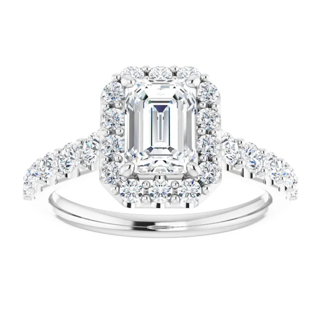 The Matilda 1.80ctw Emerald cut Lab Grown Diamond Halo Engagement Ring