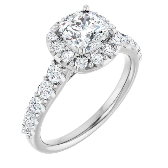 The Matilda 1.80ctw Cushion cut Lab Grown Diamond Halo Engagement Ring