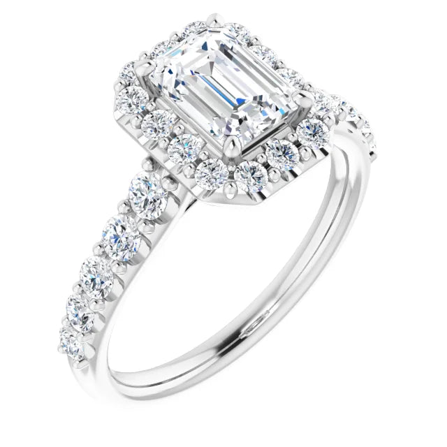 The Matilda 1.80ctw Emerald cut Lab Grown Diamond Halo Engagement Ring