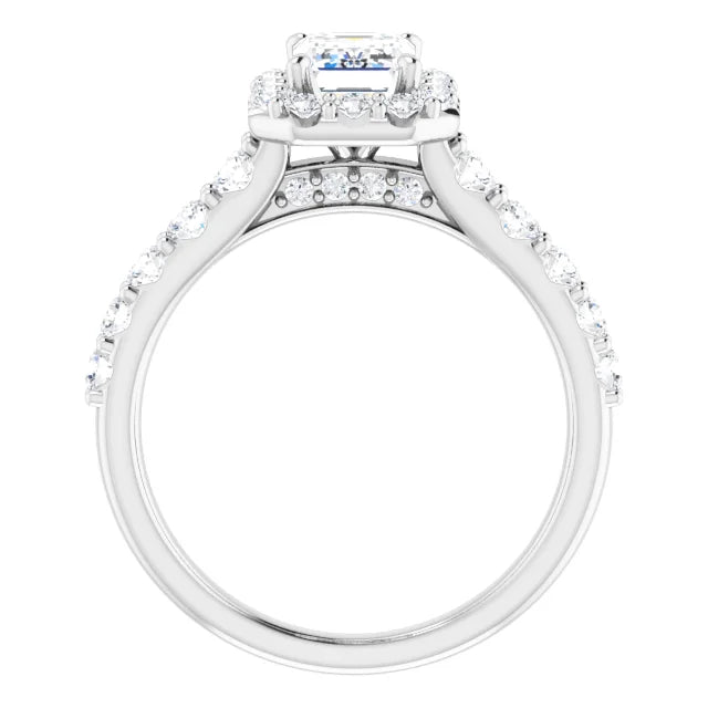 The Matilda 1.80ctw Emerald cut Lab Grown Diamond Halo Engagement Ring