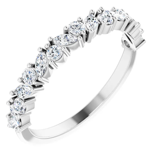 0.50ct Small Marquise and Round Cluster Lab Grown Diamond Ring