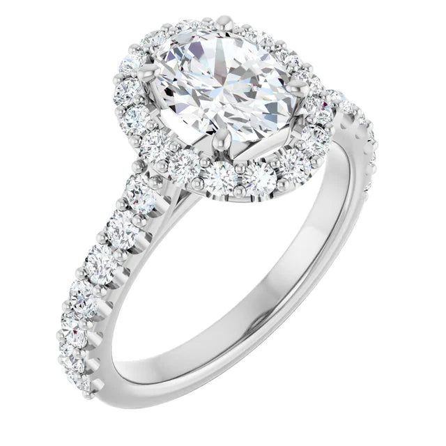 The Alexandra 1.80ctw Oval cut Lab Grown Diamond Halo Engagement Ring