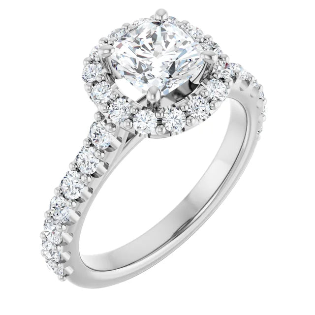 The Alexandra 1.80ctw Cushion cut Lab Grown Diamond Halo Engagement Ring