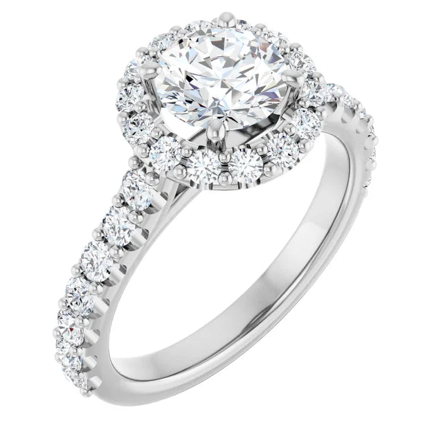 The Alexandra 1.80ctw Round cut Lab Grown Diamond Halo Engagement Ring