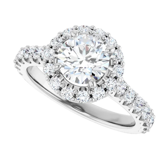 The Alexandra 1.80ctw Round cut Lab Grown Diamond Halo Engagement Ring