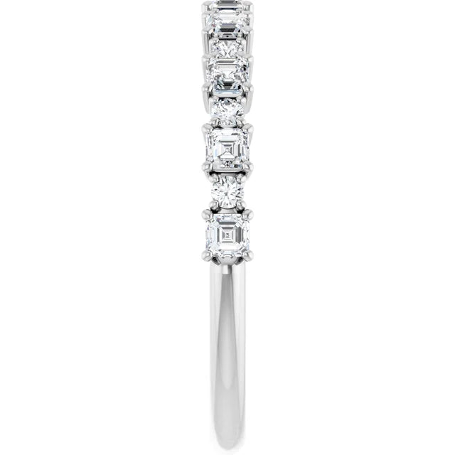 0.50ct Round Lab Grown Diamond Round and Asscher Alternating Half Eternity