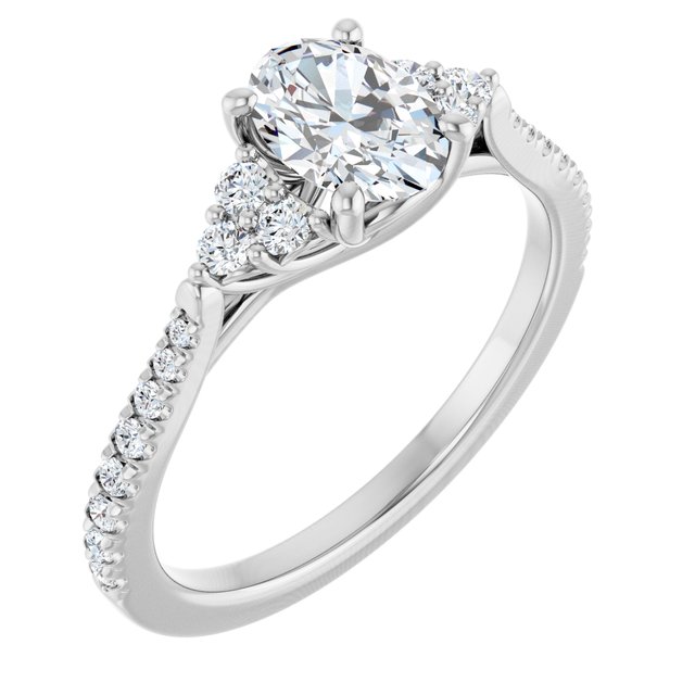 The Bella 1.00ctw Oval cut Lab Grown Diamond Accented Engagement Ring