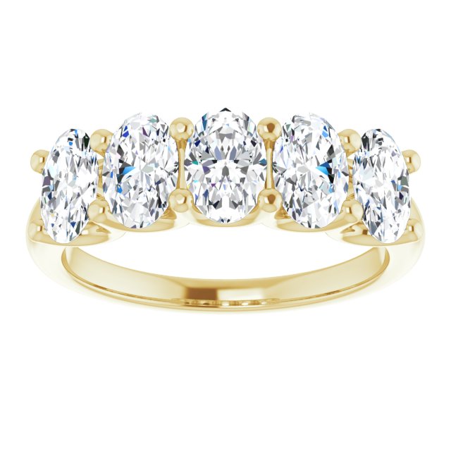 2.50ct Oval cut Lab Grown Diamond 5 Stone U Claw Ring