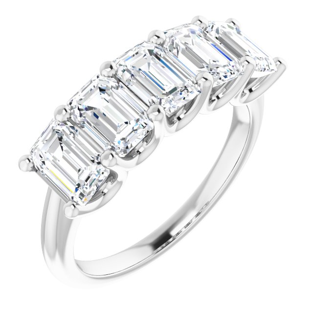 2.50ct Emerald cut Lab Grown Diamond 5 Stone U Claw Ring