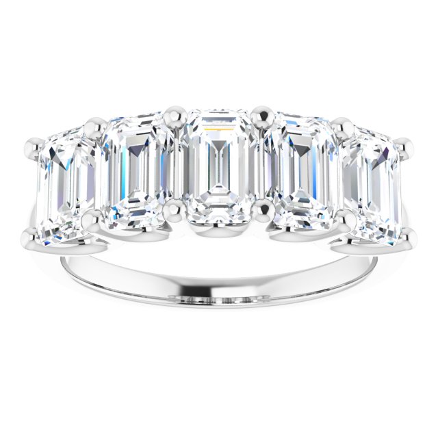 2.50ct Emerald cut Lab Grown Diamond 5 Stone U Claw Ring