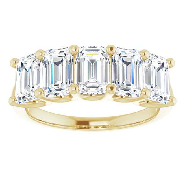 2.50ct Emerald cut Lab Grown Diamond 5 Stone U Claw Ring