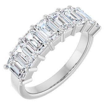 2.00ct Emerald Cut Lab Grown Diamond Prong Set Half Eternity