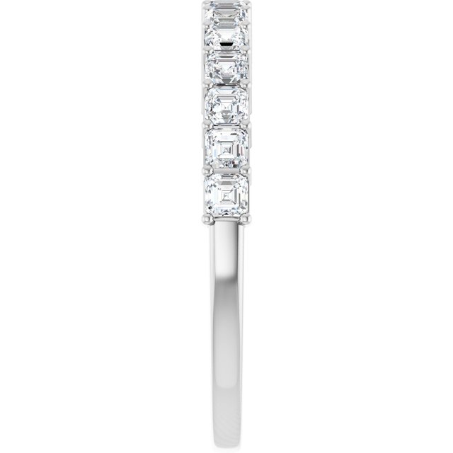 0.75ct Asscher Cut Lab Grown Diamond Prong Set Half Eternity