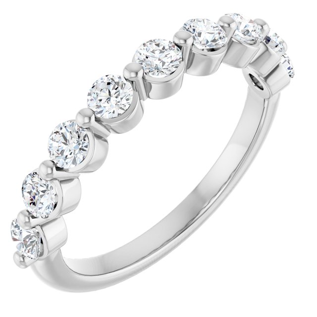 0.72ct Round Lab Grown Diamond 1 Prong Half Eternity Ring