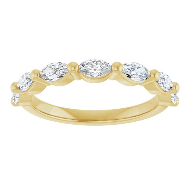 0.90ct Marquise Lab Grown Diamond 1 Prong Half Eternity Ring