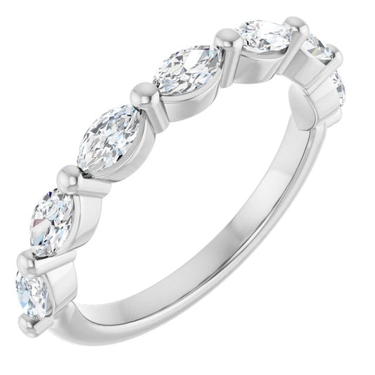 0.90ct Marquise Lab Grown Diamond 1 Prong Half Eternity Ring