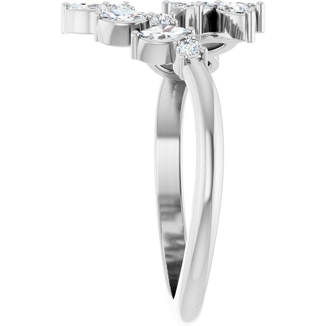 0.90ct Marquise and Round Lab Grown Diamond Open Bypass Ring in 14k Gold